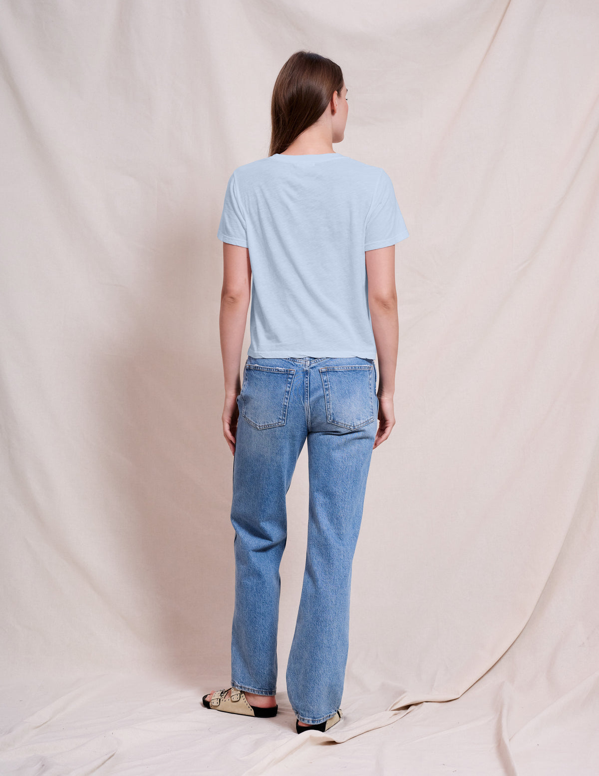 Sundry Crew Neck Tee in Chambray