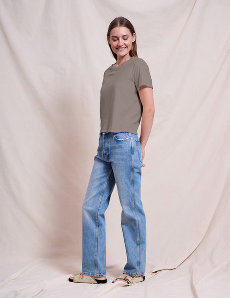 Sundry Crew Neck Tee in Fern