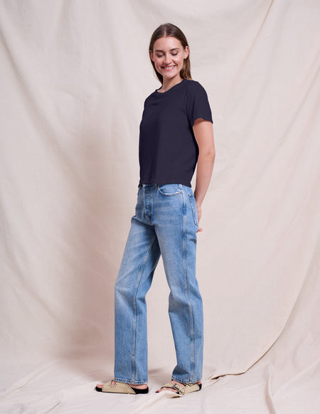 Sundry Crew Neck Tee in Deep Navy