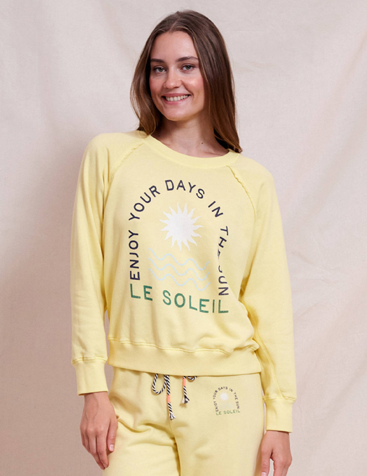 Sundry Le Soleil Pullover Crew in Sensible Yellow