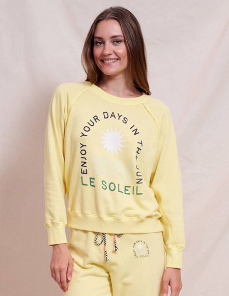 Women's Le Soleil Pullover Crew & Le Soleil Jogger Set in Sensible Yellow