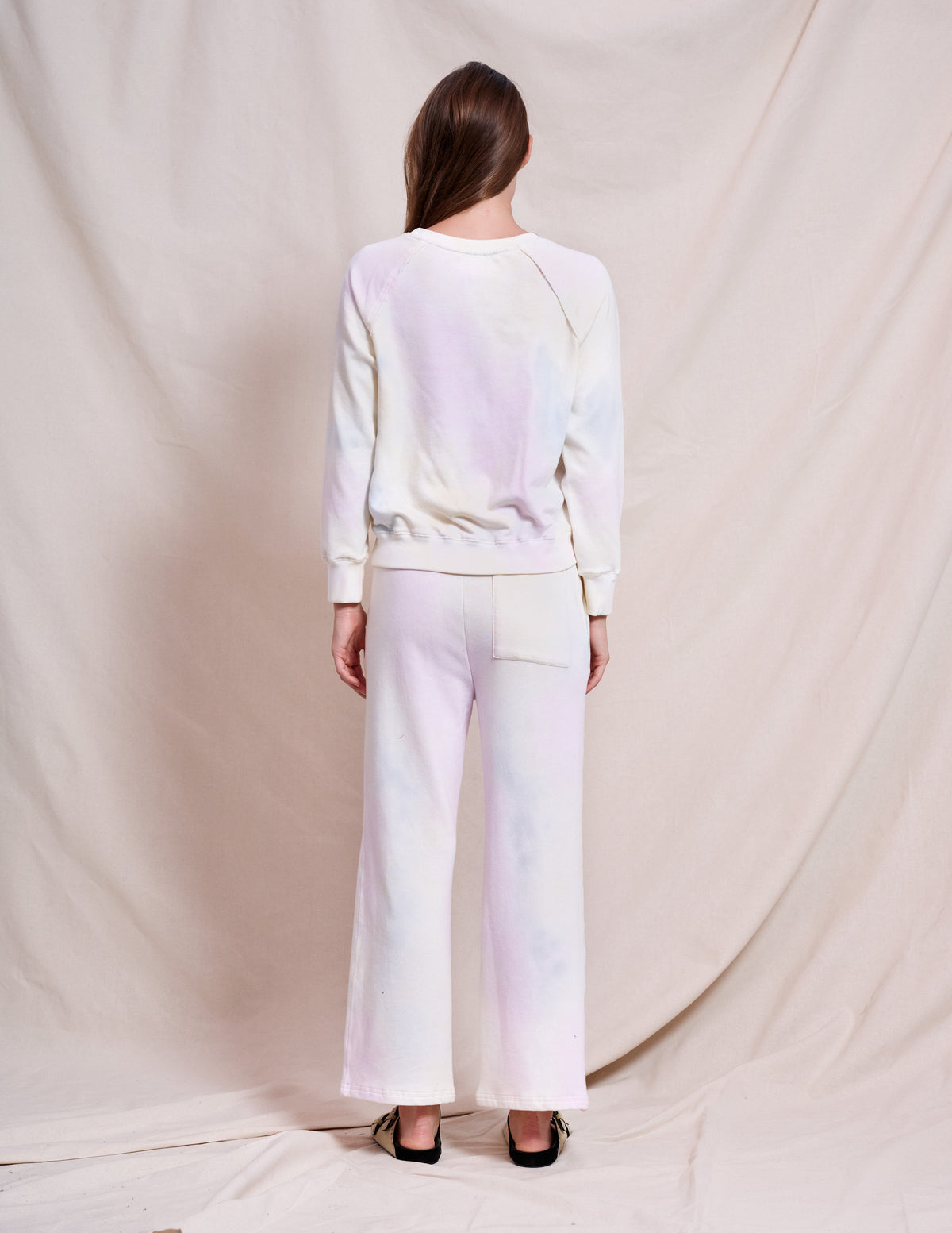 Sundry Tie Dye Pullover in Optic White