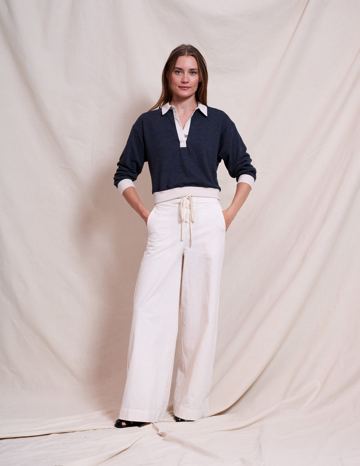 Sundry Polo Sweatshirt in Deep Navy