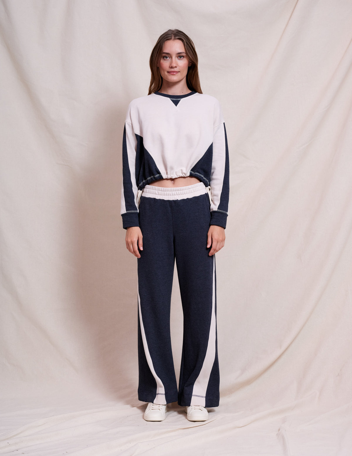 Sundry Color Blocked Pullover in Oyster