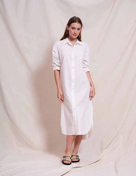 Sundry Midi Easy Shirt Dress in Optic White