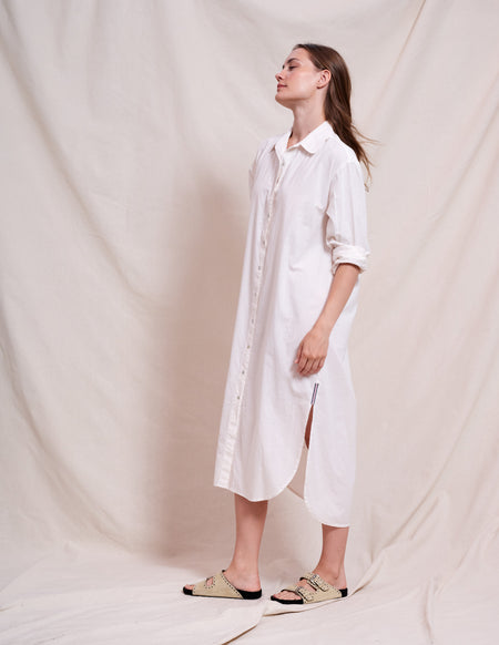 Sundry Midi Easy Shirt Dress in Optic White