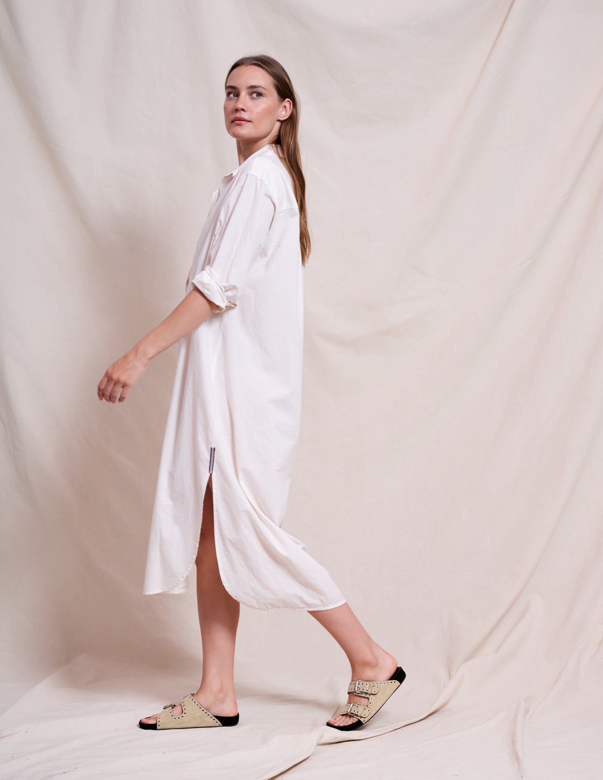 ladies midi shirt dress Sundry Midi Easy Shirt Dress in Optic White - L - Shop Sundry Dresses