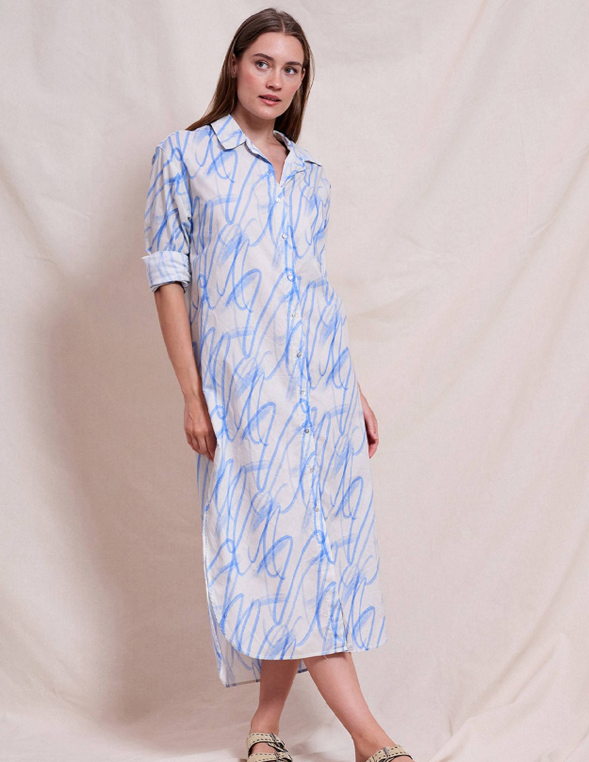 Sundry Midi Easy Shirt Dress in Icicle - XS - Shop Sundry Dresses