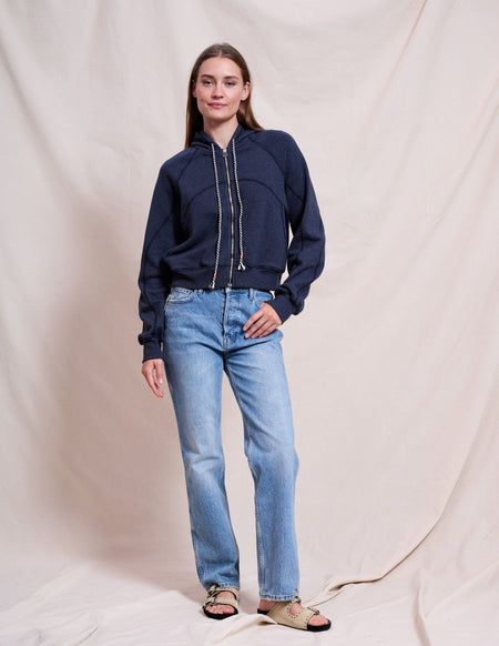 Sundry Seamed Zip Up in Deep Navy