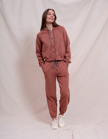 Sundry Seamed Zip Up in Vintage Rust