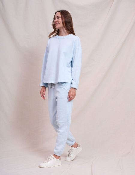 Sundry Rolled Sleeve Pullover in Icicle