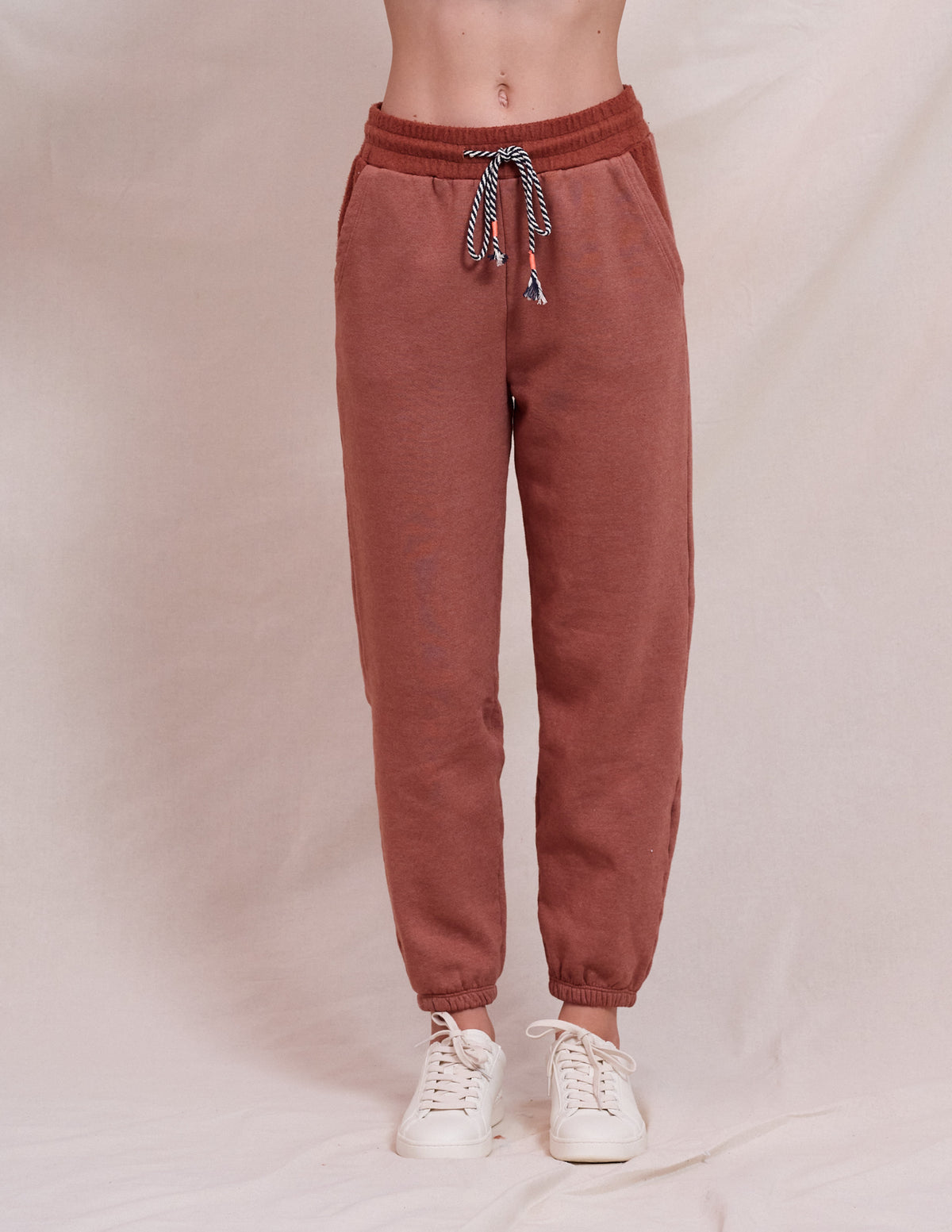 Sundry Seamed Zip Up &amp; Jogger Set in Vintage Rust