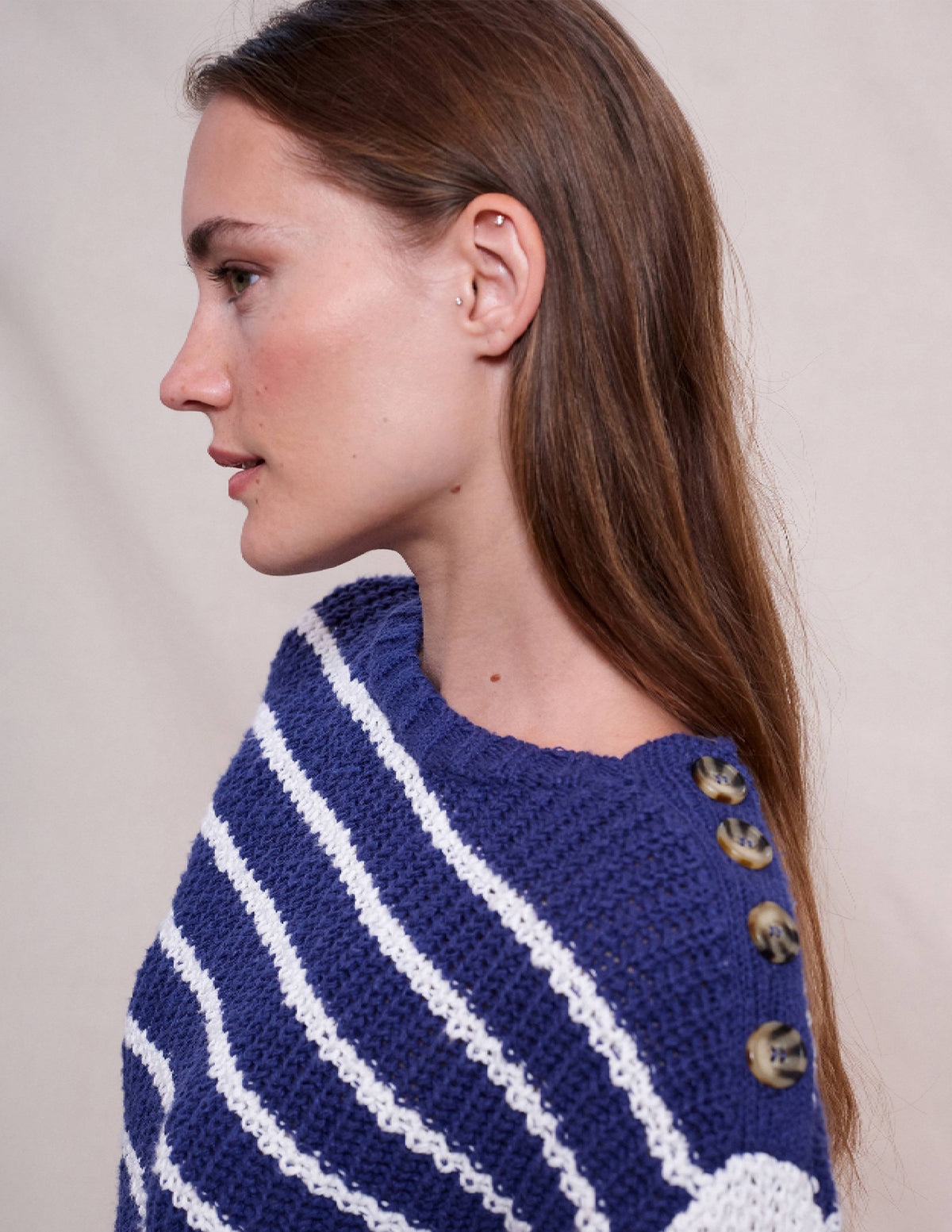 Sundry Striped Pullover in Deep Navy