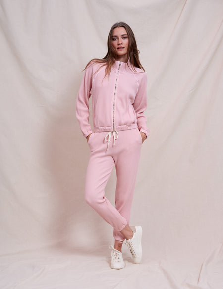 Sundry Cropped Zip Up Jacket in Iconic Pink