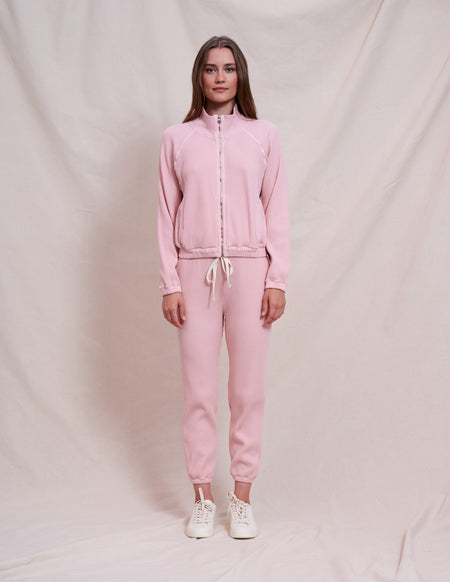 Sundry Cropped Zip Up Jacket in Iconic Pink