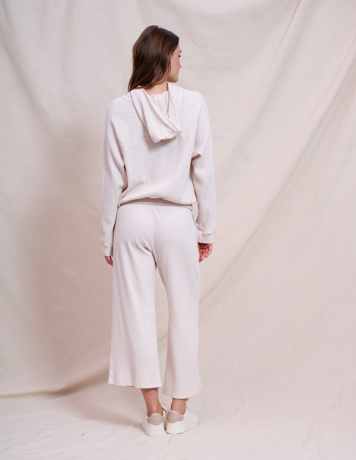 Sundry Contrast Stitch Hoodie in Oyster