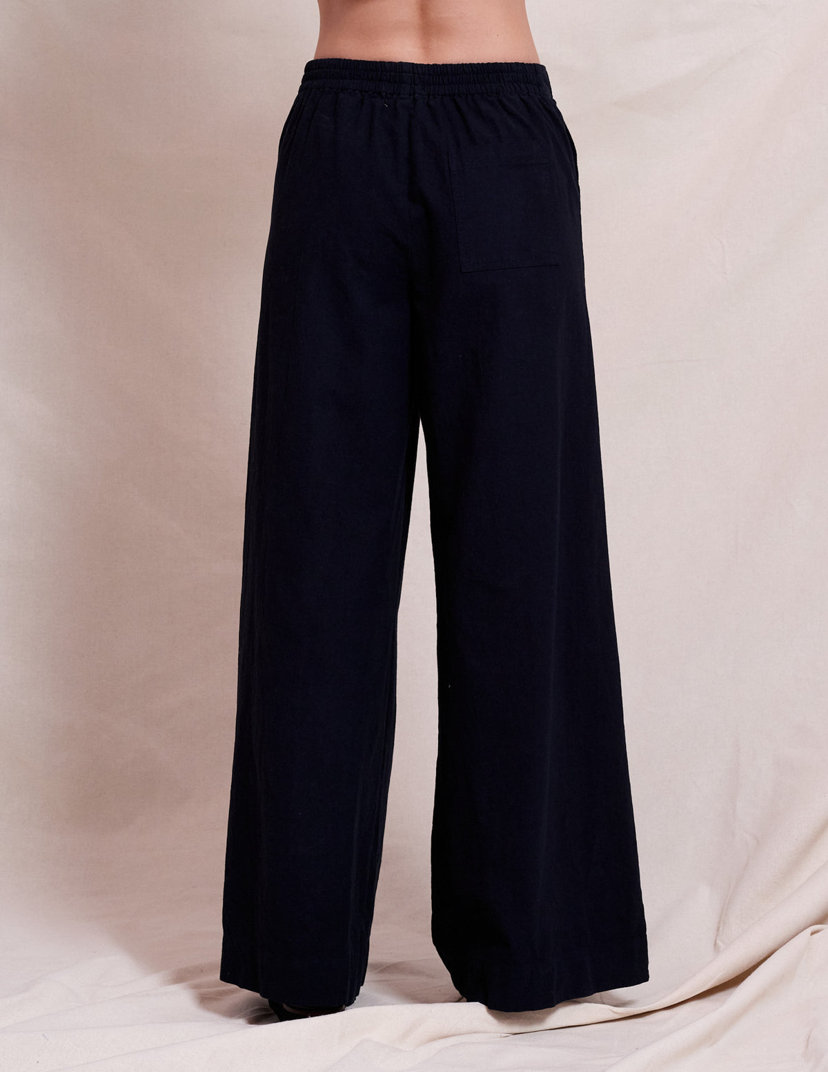 Sundry Lace Up Wide Leg Pant in Deep Navy