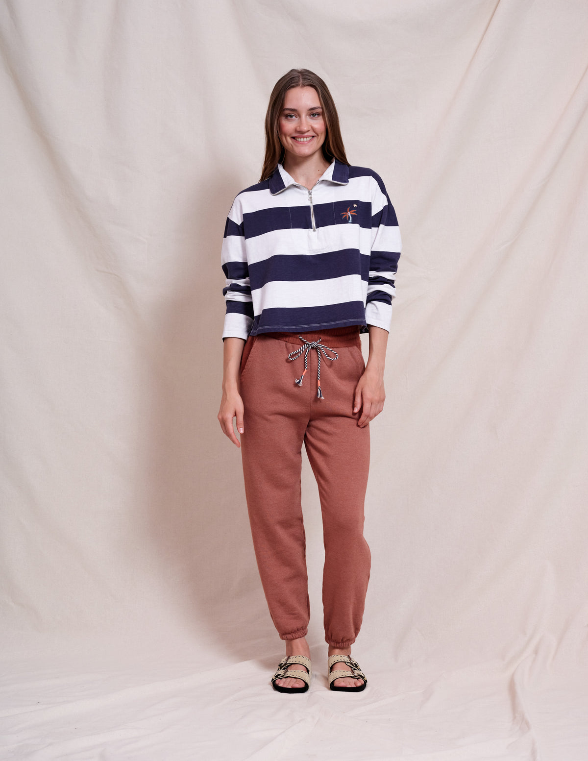 Sundry Johnny Collar Pullover in Optic White