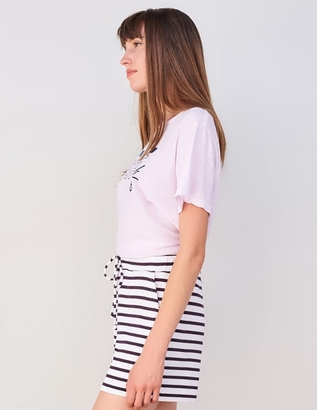 Sundry Striped Short in White