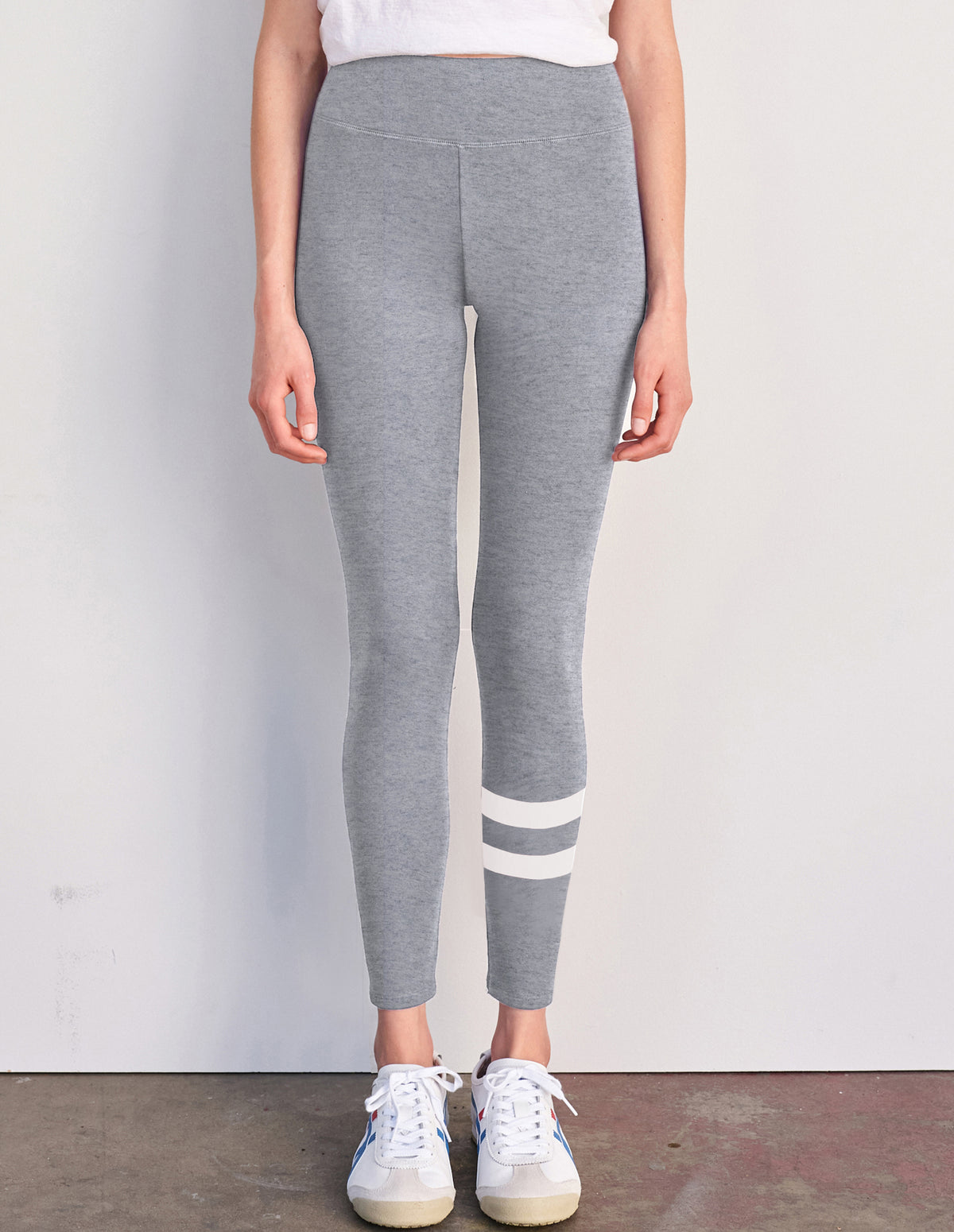 Sundry Striped Leggings in Heather Grey