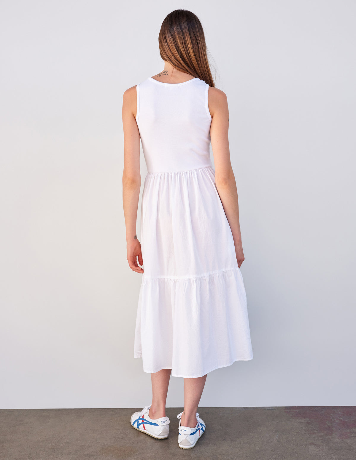 Sundry Mix Media Tiered Dress in White