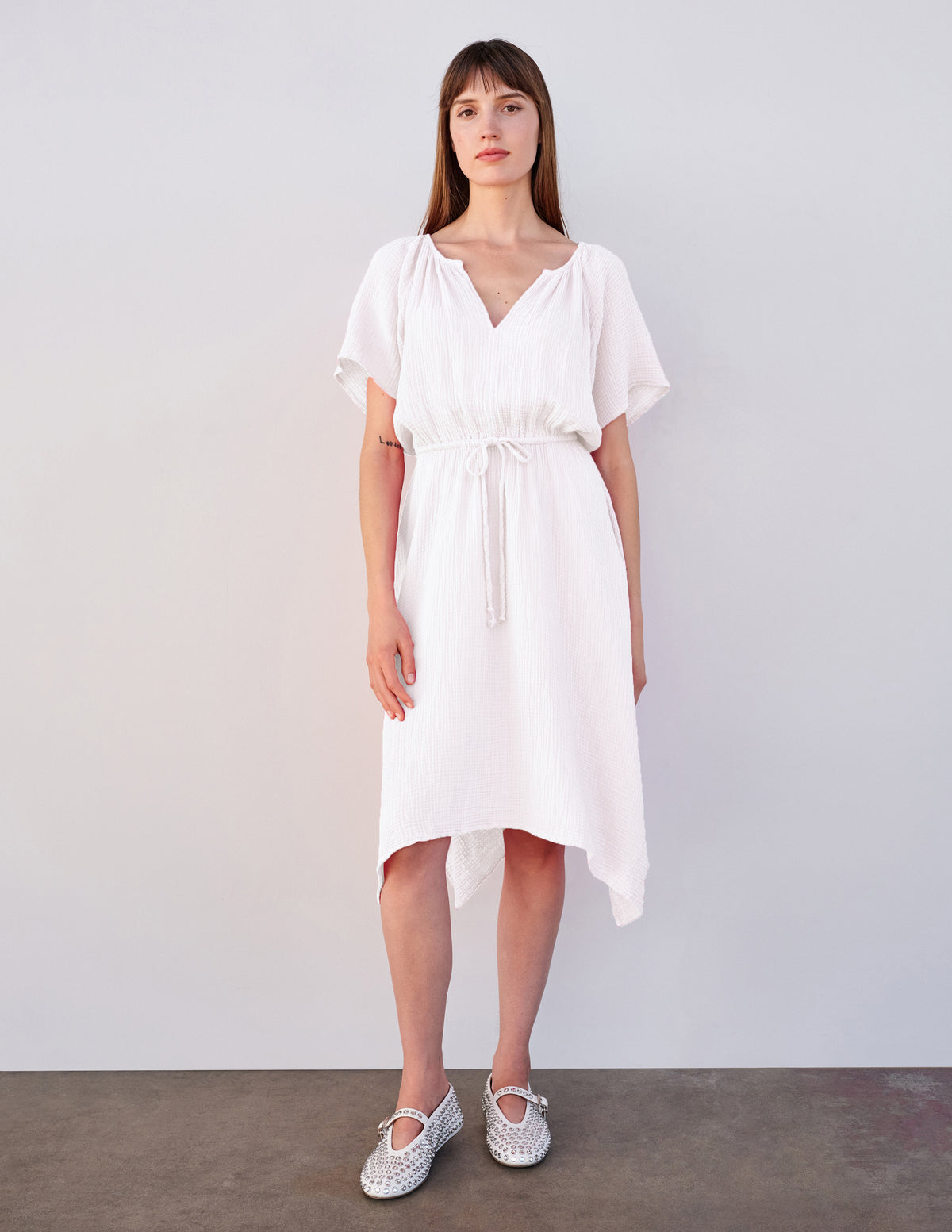 Sundry Handkerchief Hem Maxi in White
