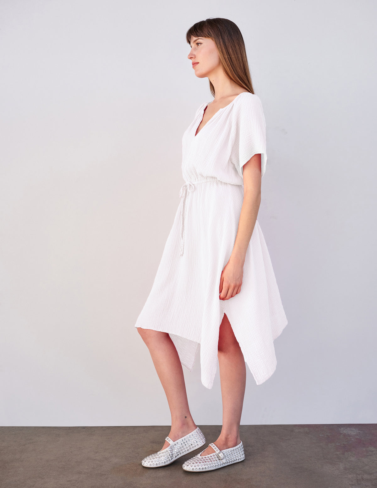 Sundry Handkerchief Hem Maxi in White