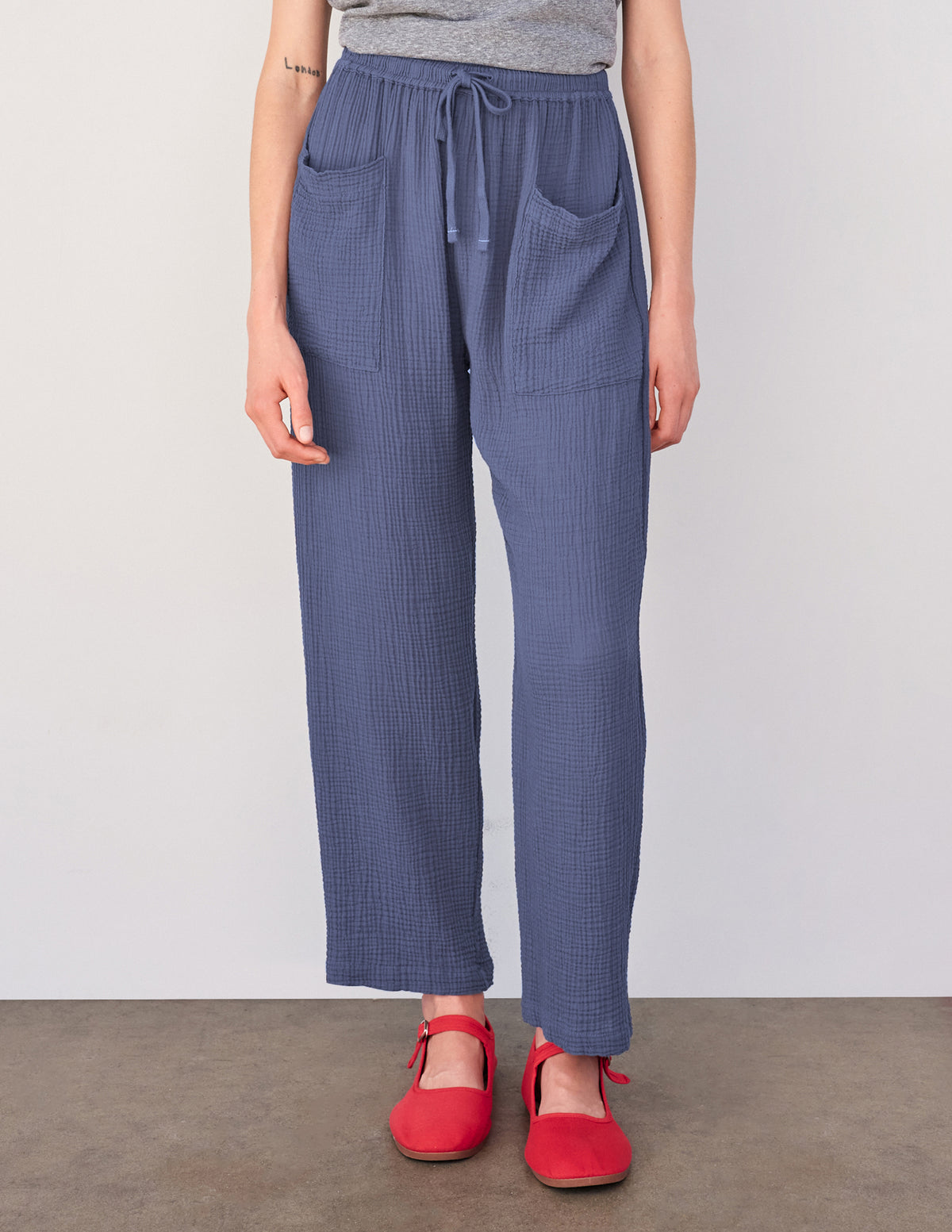 Sundry Pull-on Pant with Patch Pockets in Navy-front