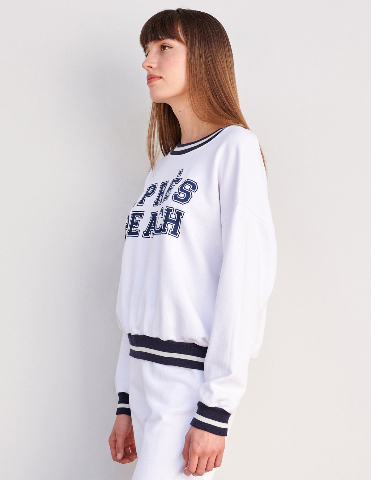 Sundry Après Beach Sweatshirt in White-side