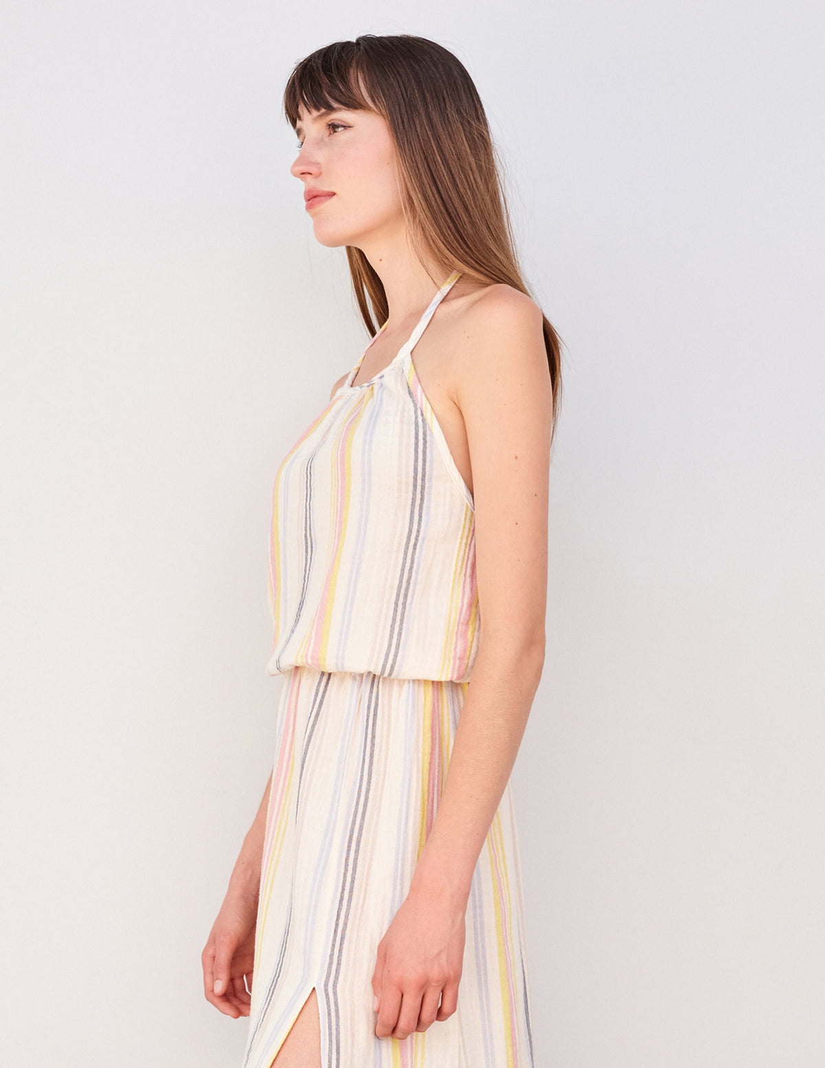 Sundry Halter Top in Cream/Multi Stripes