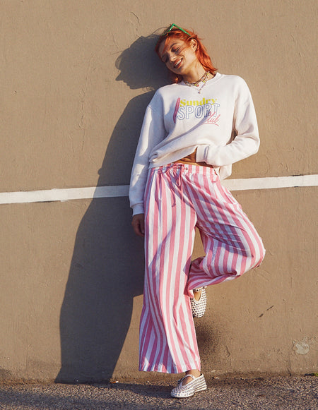 Sundry Candy Striped Wide Leg Pant in Magenta