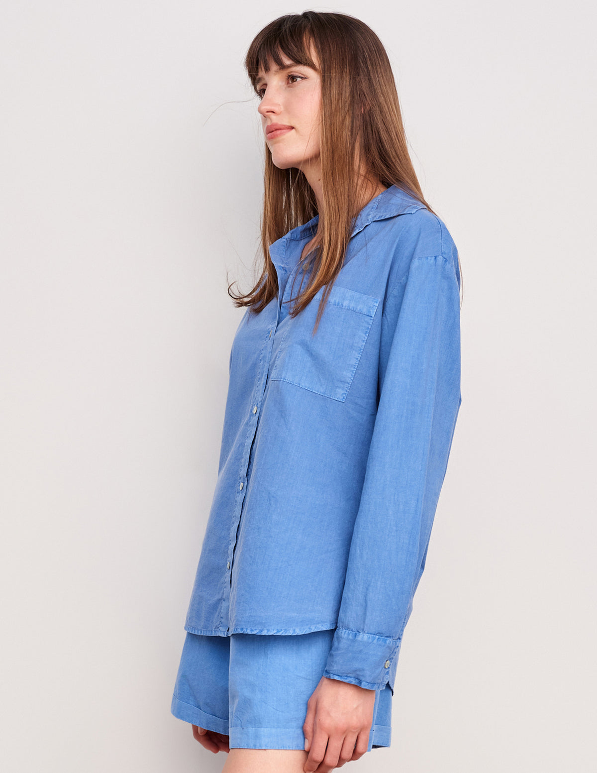 Sundry Voile Button Down in Pigment Azure