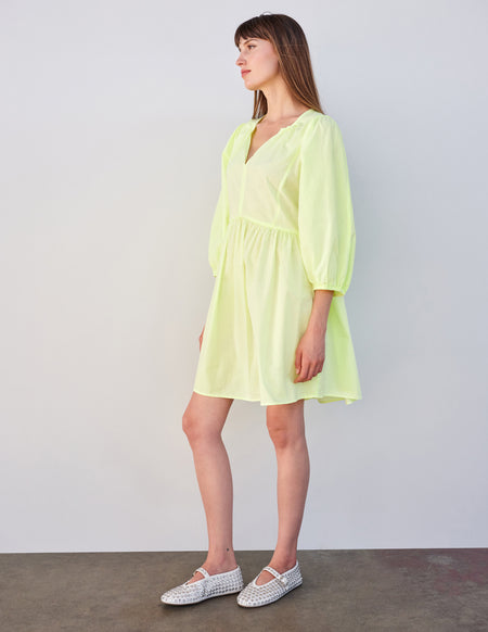 Sundry Mini V-Neck Dress in Pigment Lime