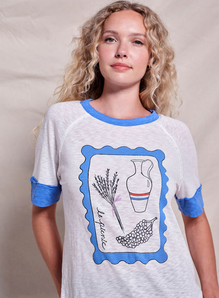Sundry Spring Deco Boyfriend Tee in Optic White