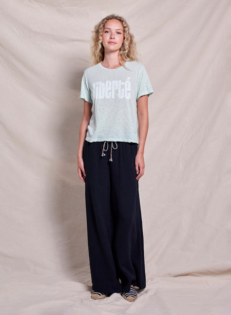 Sundry Liberte Short Sleeve Boxy Crew Tee in Sheer Blue