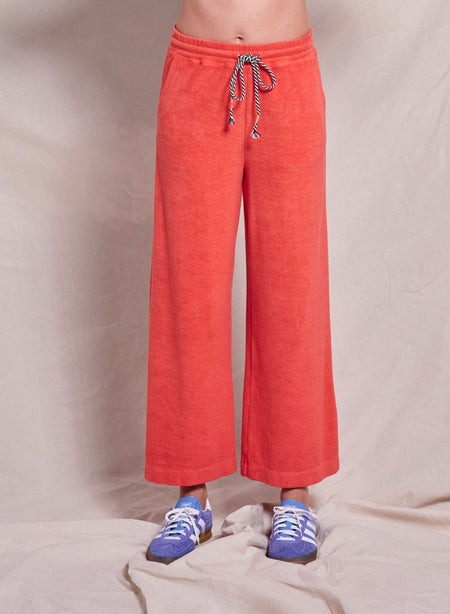 Sundry Loop Terry Crop Lounge Pant in Dark Raspberry