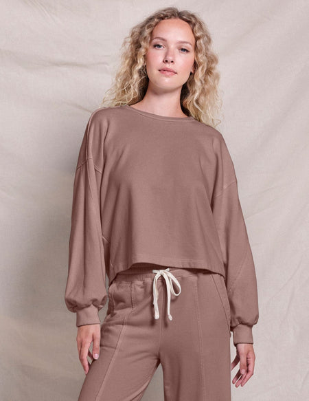Sundry Raw Seamed Sweatshirt in Taupe