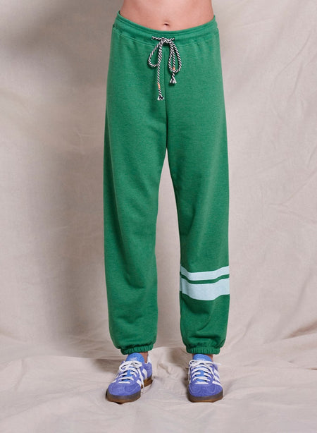 Sundry Basic Double Stripe Sweatpant in Green Garden