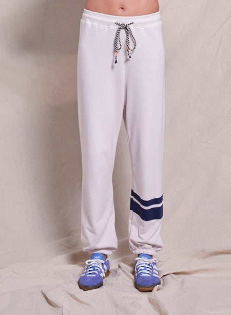 Sundry Le Fleur Raglan Sweatshirt & Double Stripe Basic Sweatpant Set in Oyster