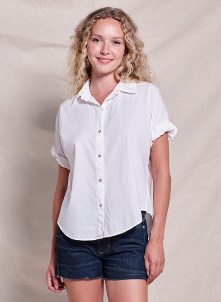 Sundry Roll Short Sleeve Shirt in Optic White