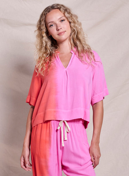 Sundry Tie Dye Top in Dark Raspberry