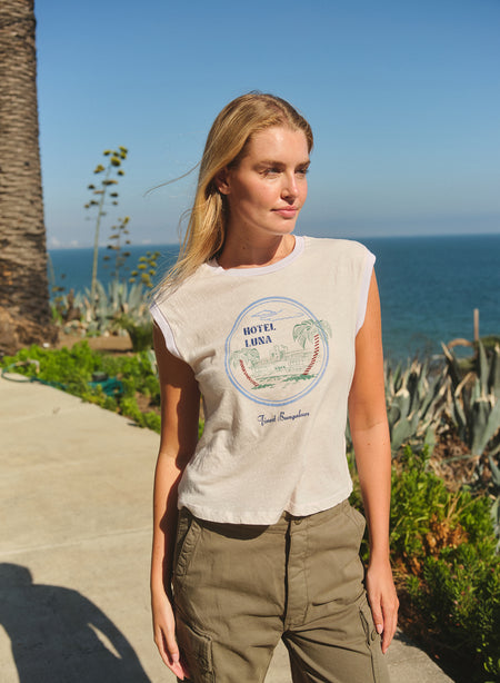 Sundry Hotel Luna Muscle Tank Tee in Oyster