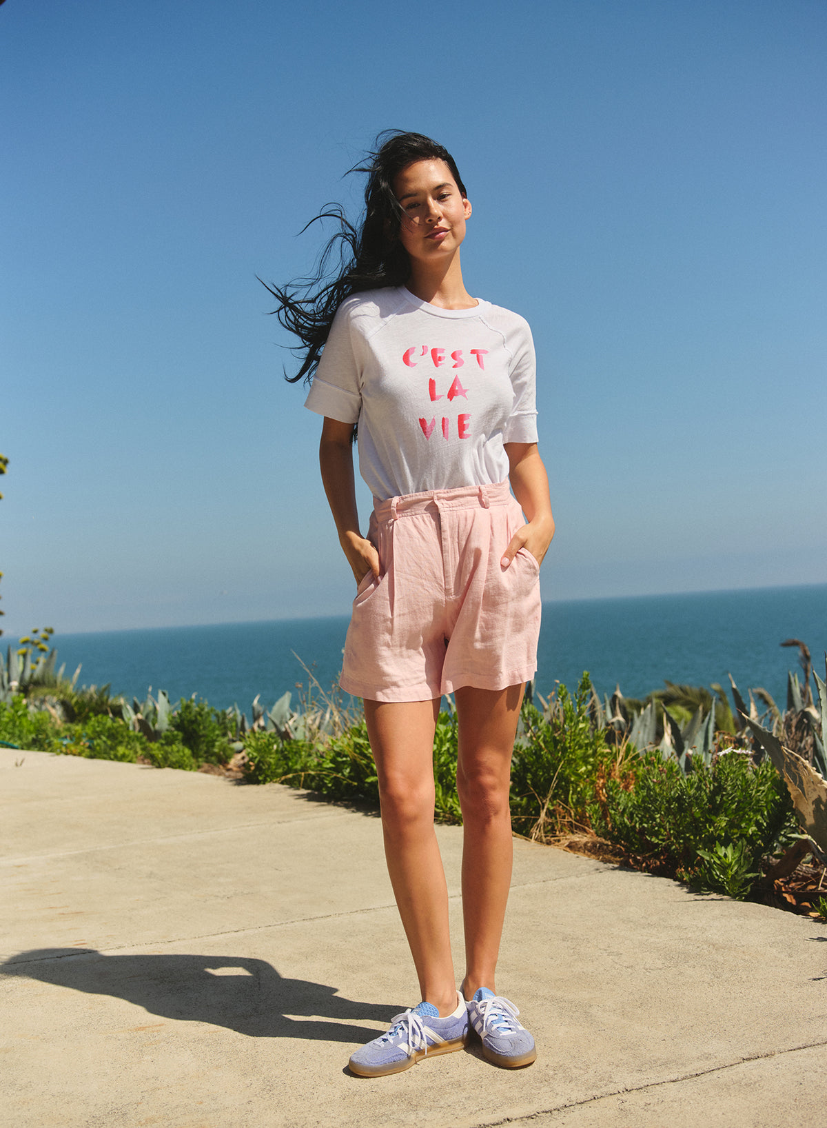 Sundry C'est La Vie Boyfriend Tee in Optic White