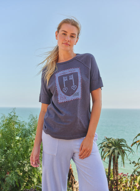 Sundry Republique Francaise Boyfriend Tee in Vintage Navy