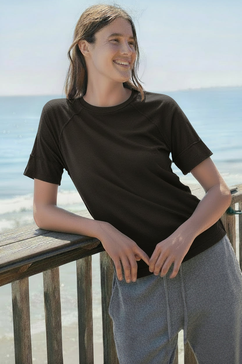 Sundry Boyfriend Tee in Washed Black