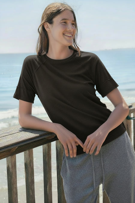 Sundry Boyfriend Tee in Washed Black