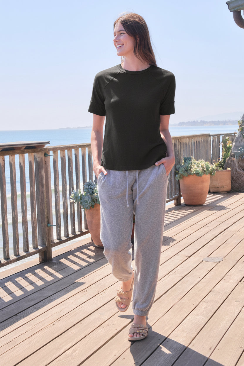 Sundry Boyfriend Tee in Washed Black