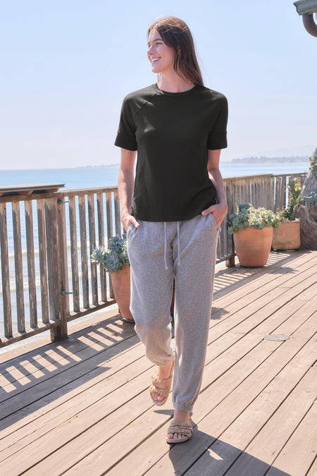 Sundry Boyfriend Tee in Washed Black