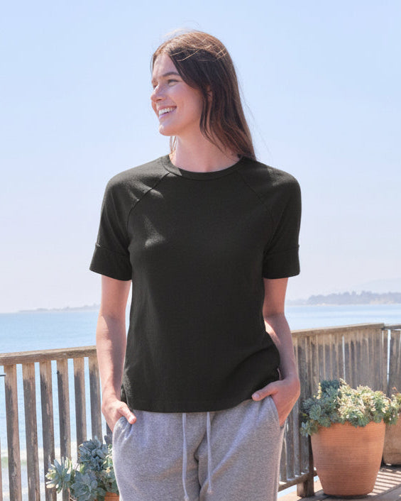 Sundry Boyfriend Tee in Washed Black