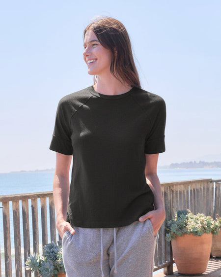 Sundry Boyfriend Tee in Washed Black